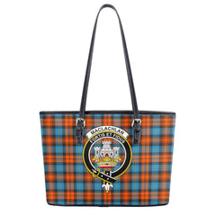 MacLachlan Ancient Tartan Crest Leather Tote Bag