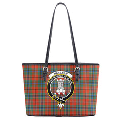 MacLean of Duart Ancient Tartan Crest Leather Tote Bag