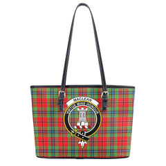 MacLean of Duart Modern Tartan Crest Leather Tote Bag