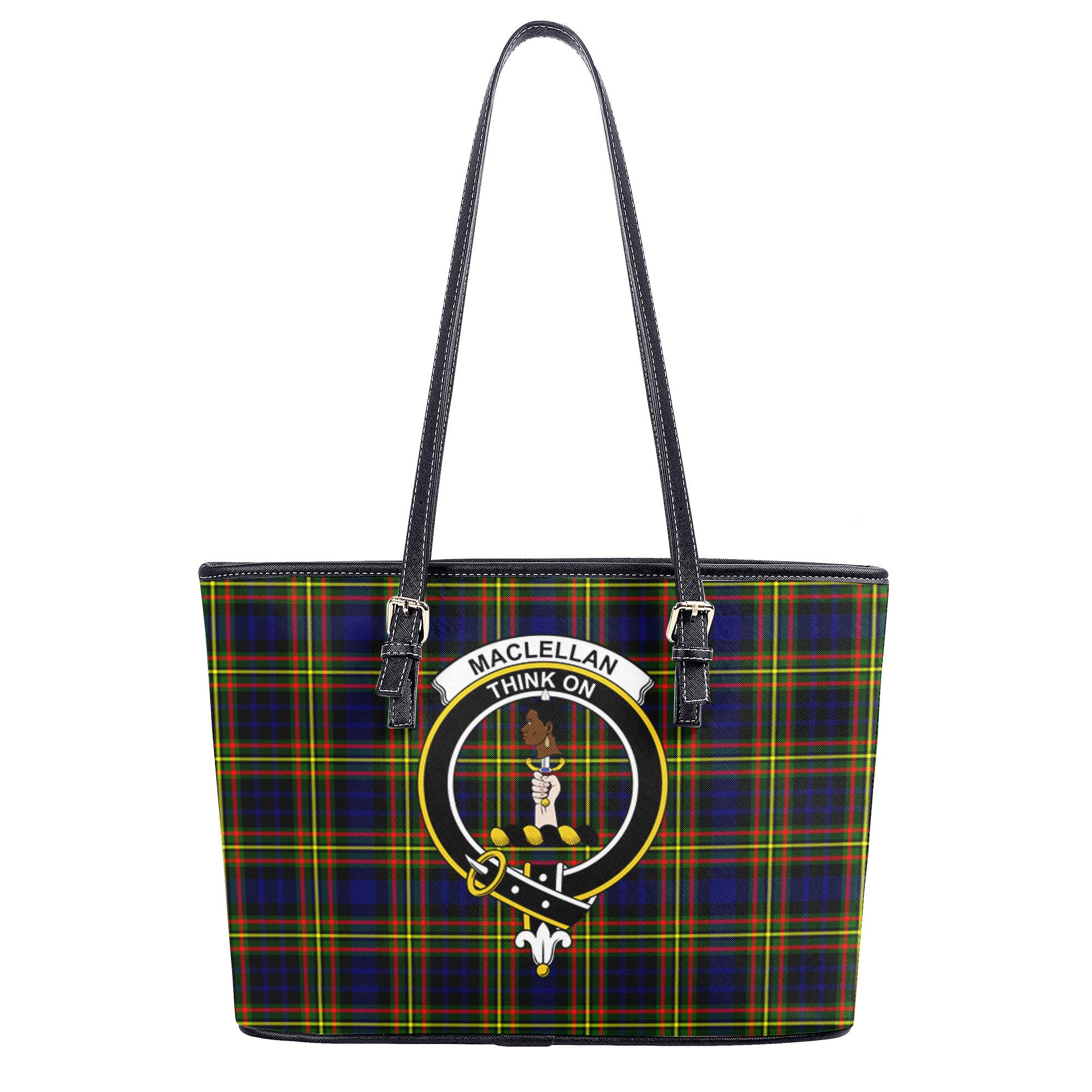 MacLellan Modern Tartan Crest Leather Tote Bag