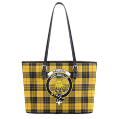 MacLeod of Lewis Ancient Tartan Crest Leather Tote Bag