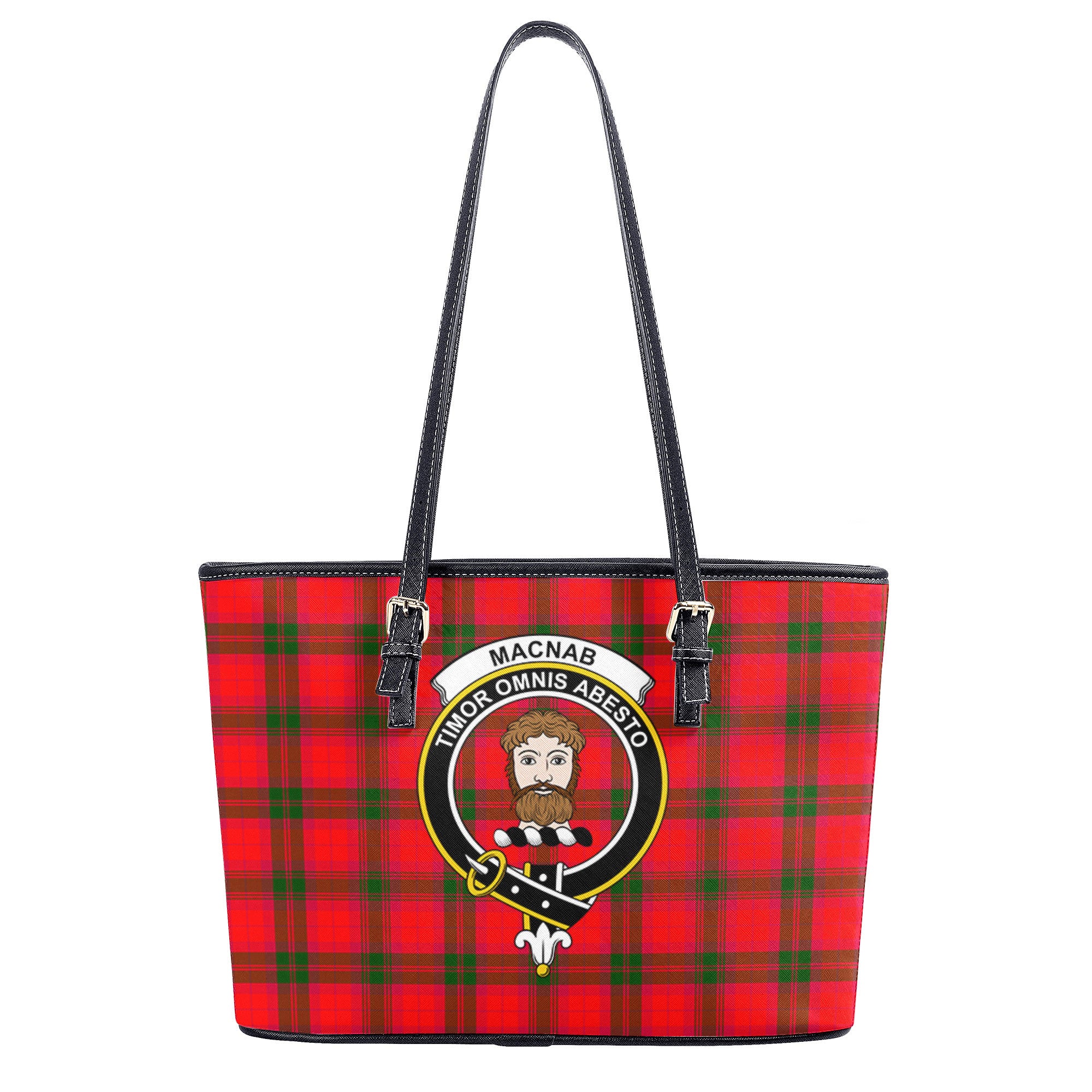 MacNab Modern Tartan Crest Leather Tote Bag