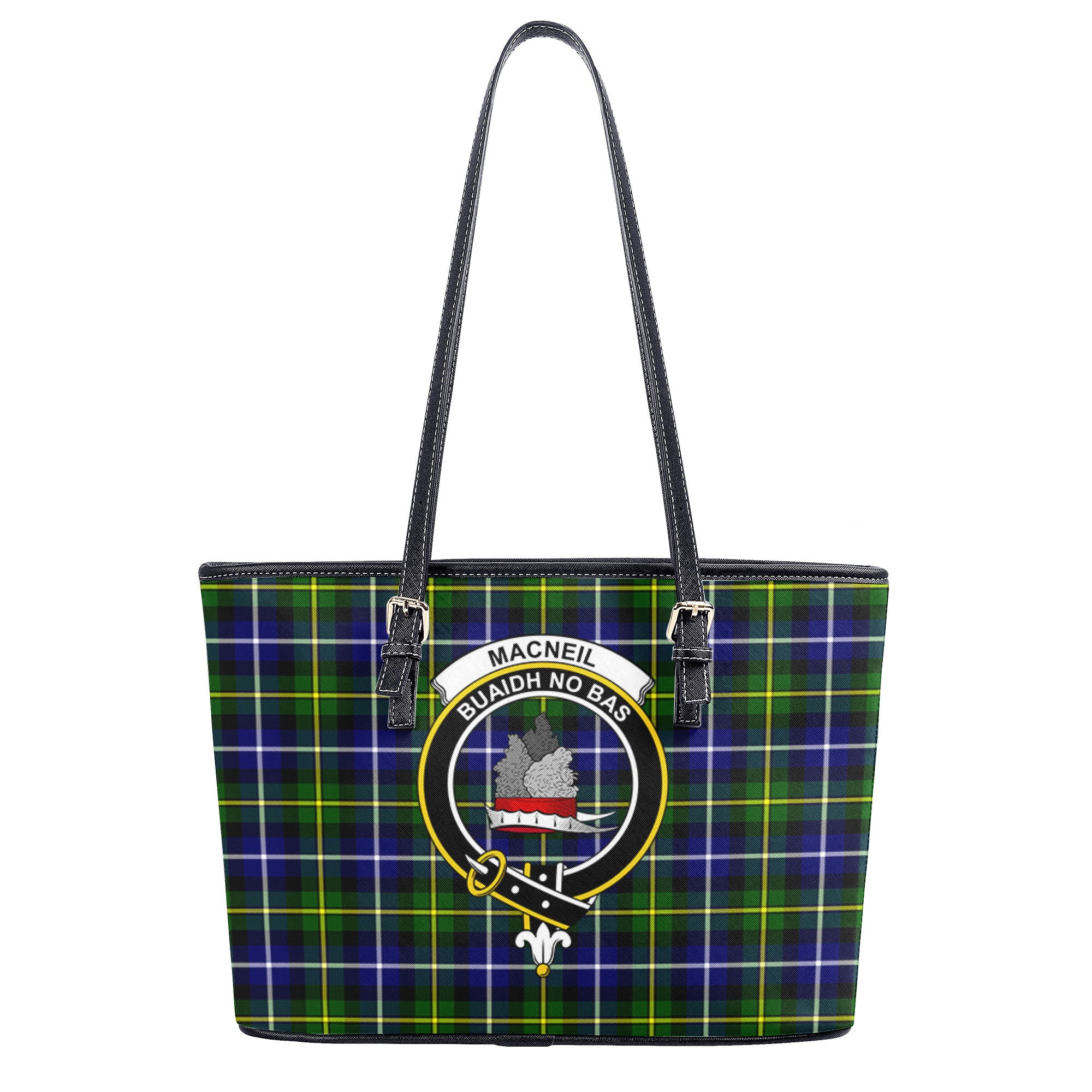 MacNeil of Barra Modern Tartan Crest Leather Tote Bag