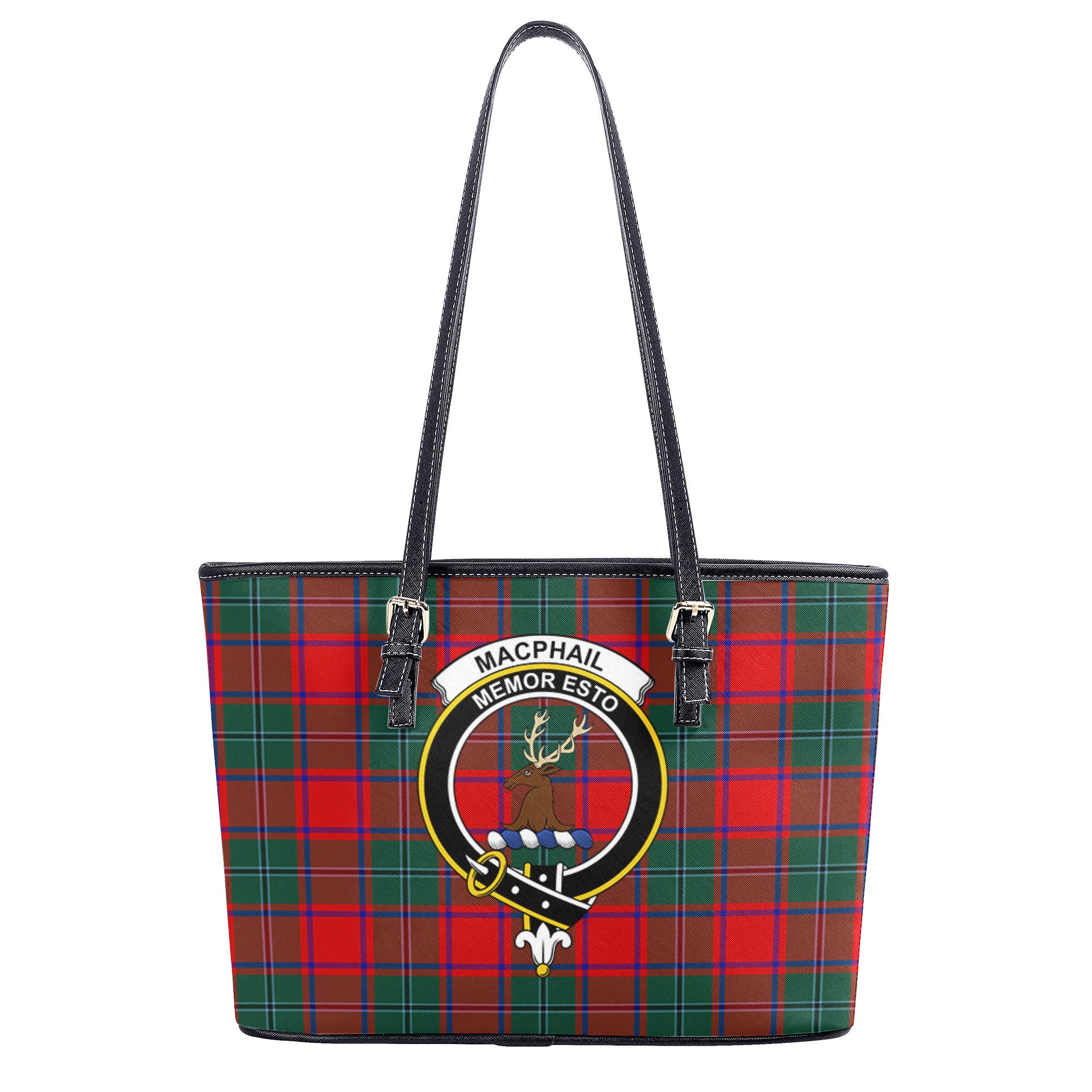 MacPhail Clan Tartan Crest Leather Tote Bag