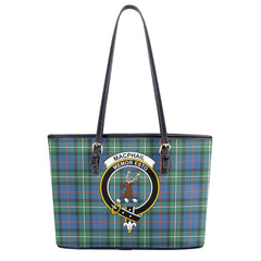 MacPhail Hunting Ancient Tartan Crest Leather Tote Bag