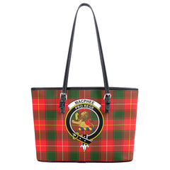 MacPhee Modern Tartan Crest Leather Tote Bag