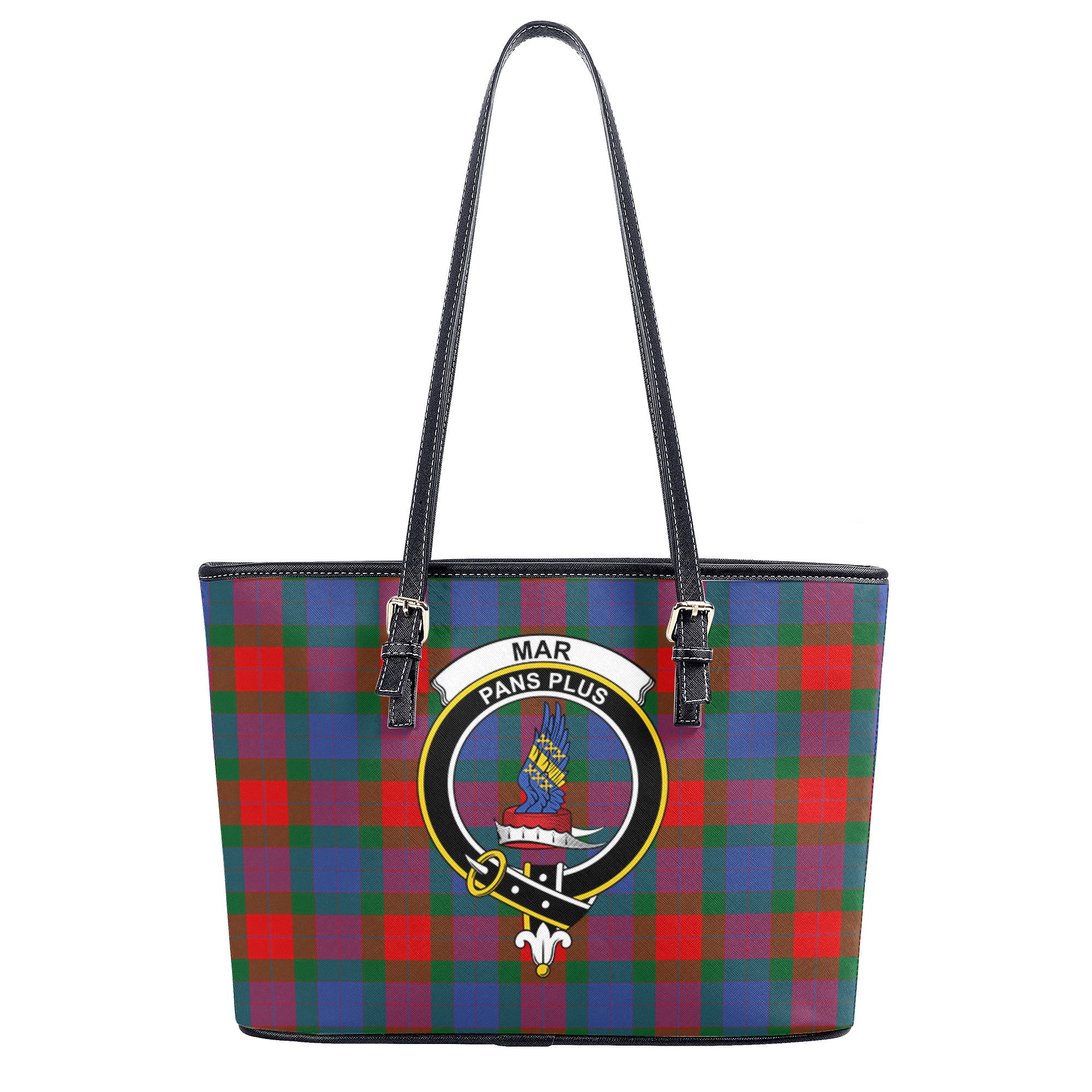 Mar Tartan Crest Leather Tote Bag