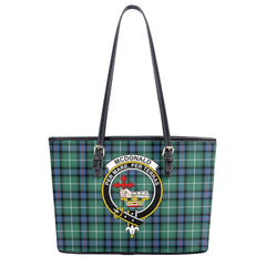 McDonald of the Isles Hunting Ancient Tartan Crest Leather Tote Bag