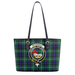 McDonald of the Isles Hunting Modern Tartan Crest Leather Tote Bag