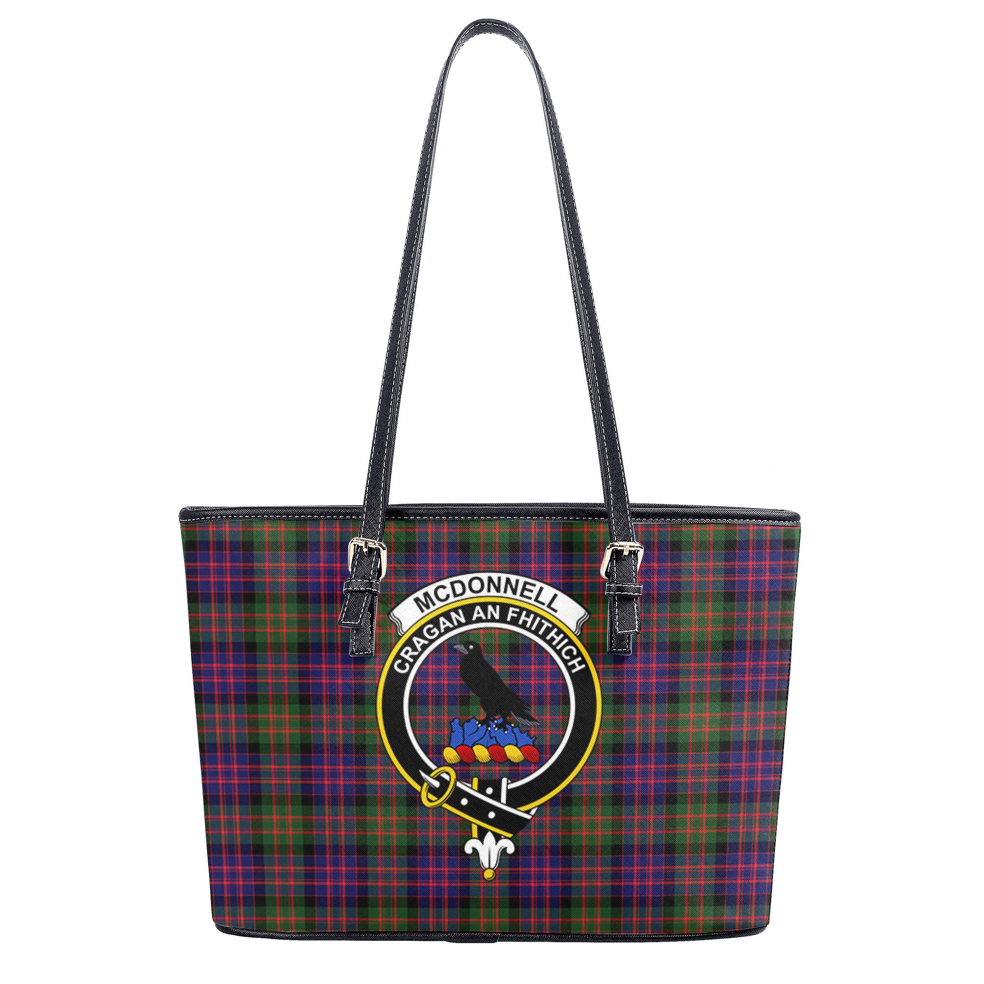 McDonnell of Glengarry Modern Tartan Crest Leather Tote Bag