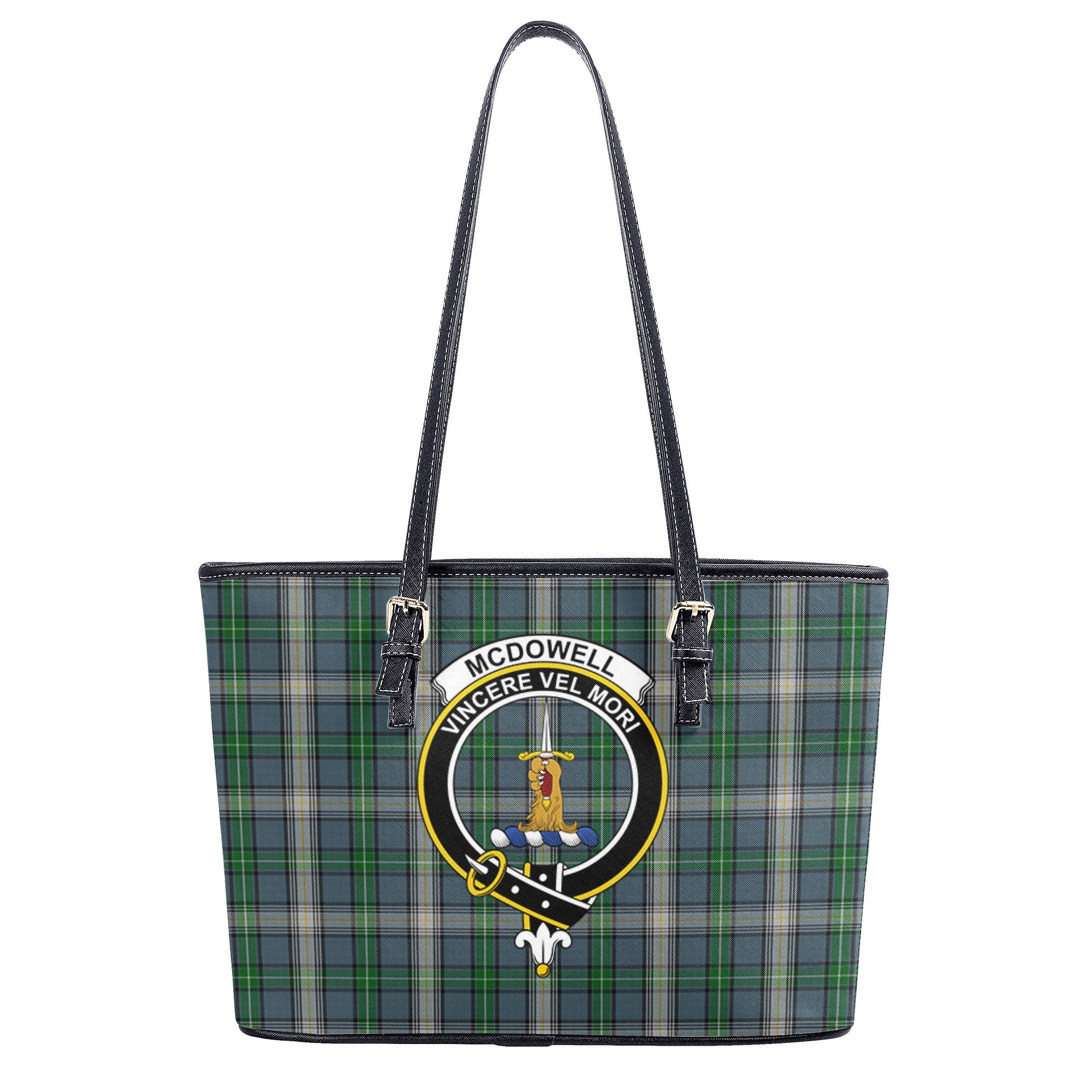 McDowell (MacDowell) Tartan Crest Leather Tote Bag