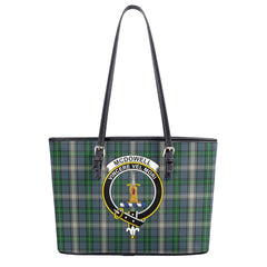 McDowell (MacDowell) Tartan Crest Leather Tote Bag