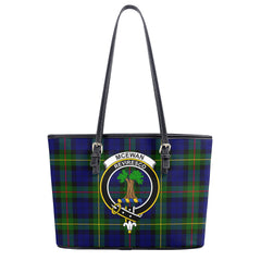 McEwan Modern Tartan Crest Leather Tote Bag