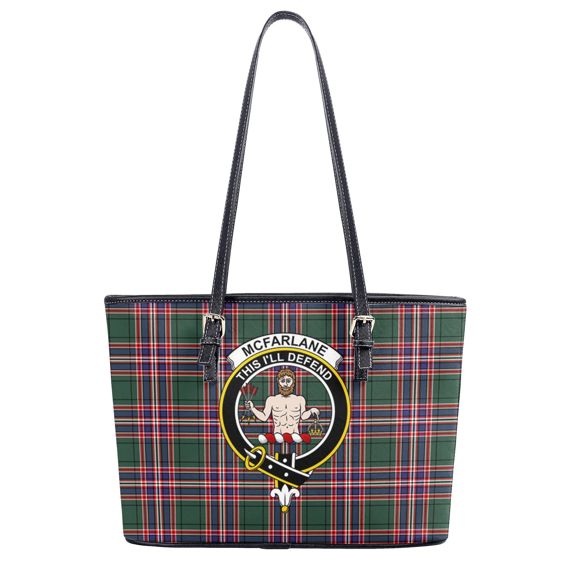 McFarlane Hunting Modern Tartan Crest Leather Tote Bag