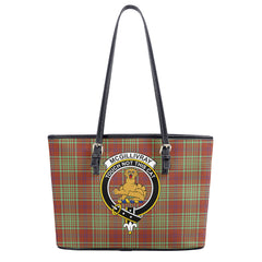 McGillivray Hunting Ancient Tartan Crest Leather Tote Bag