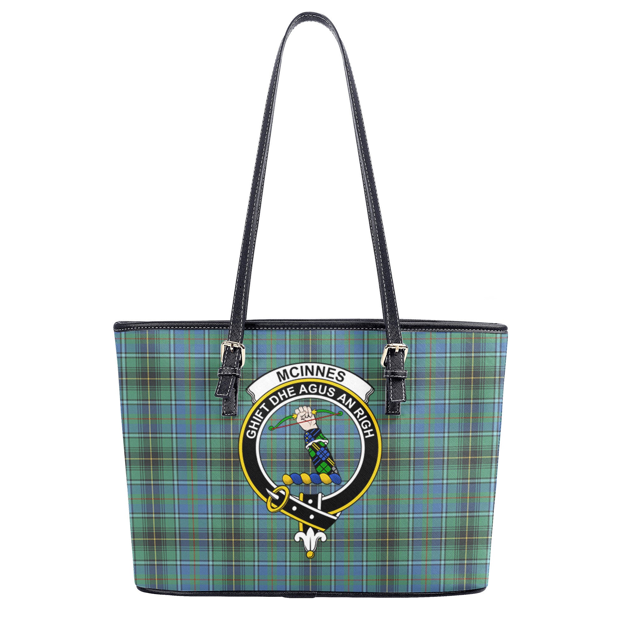 McInnes Ancient Tartan Crest Leather Tote Bag