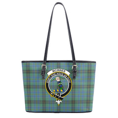 McInnes Ancient Tartan Crest Leather Tote Bag