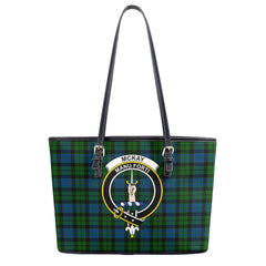 McKay Modern Tartan Crest Leather Tote Bag