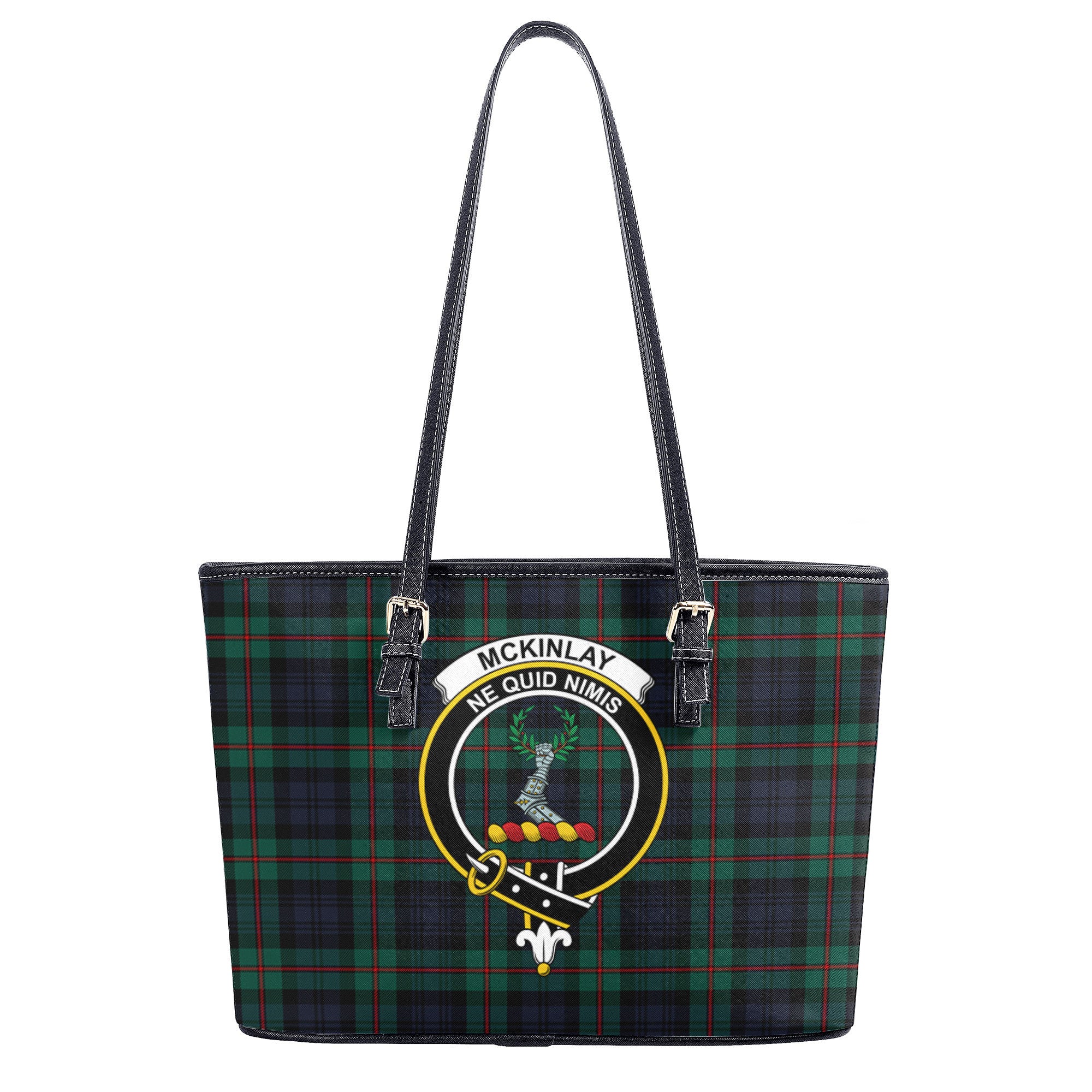 McKinlay Modern Tartan Crest Leather Tote Bag