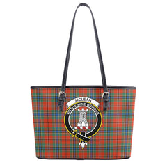 McLean of Duart Ancient Tartan Crest Leather Tote Bag