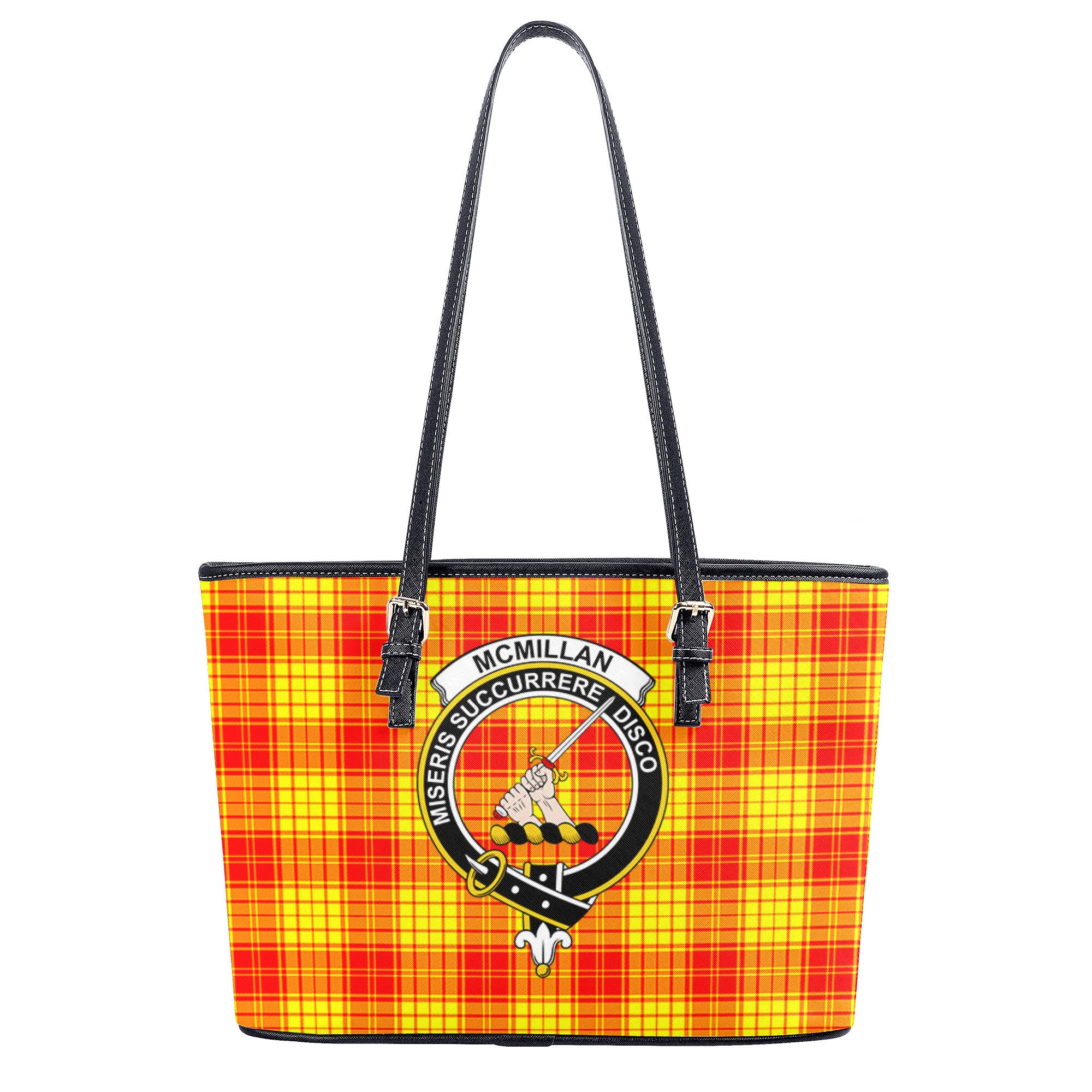 McMillan Clan Tartan Crest Leather Tote Bag