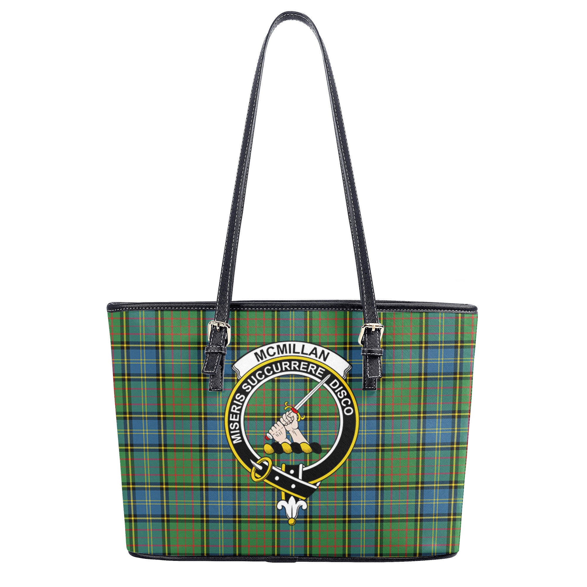 McMillan Hunting Ancient Tartan Crest Leather Tote Bag