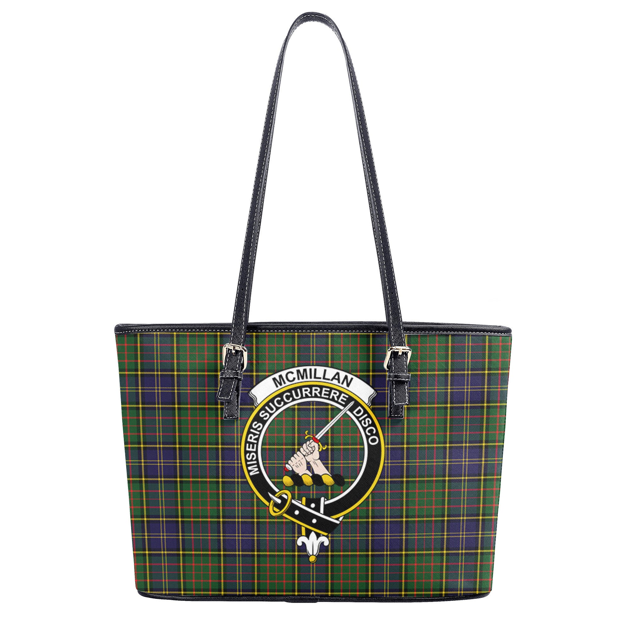 McMillan Hunting Modern Tartan Crest Leather Tote Bag