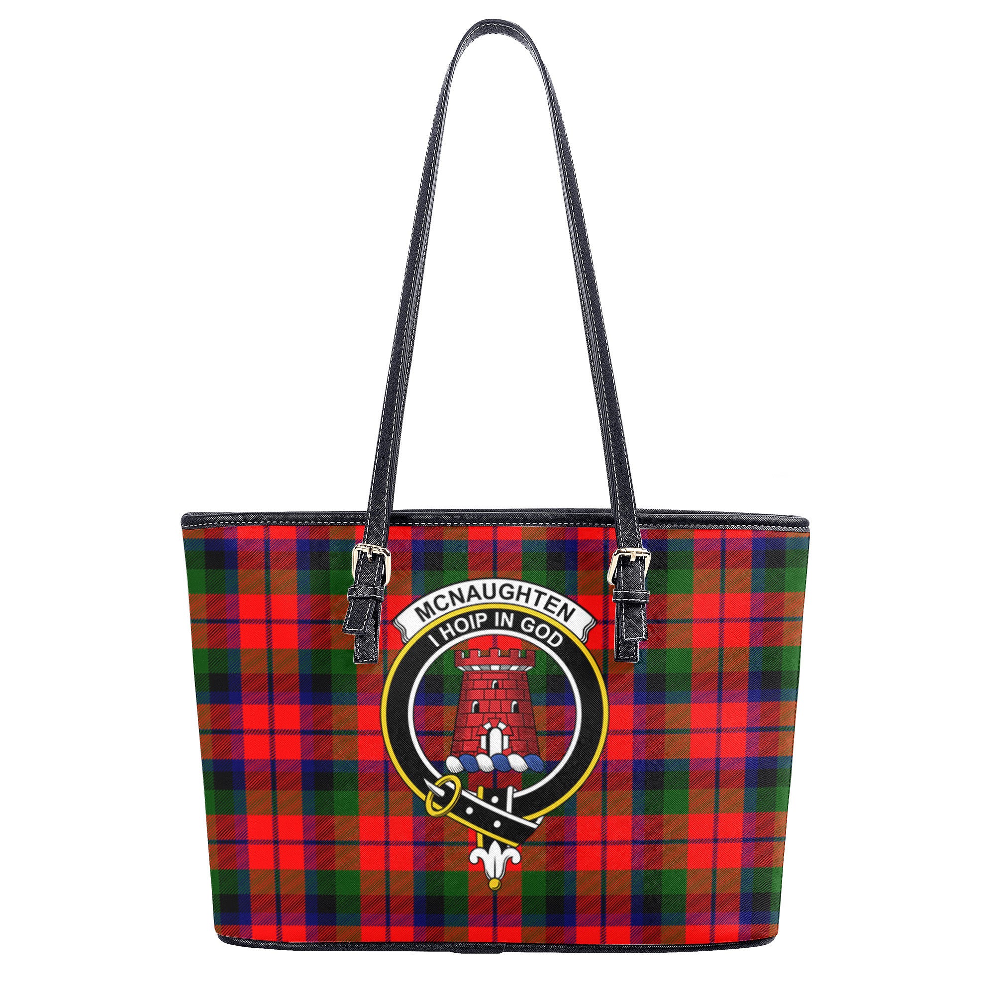 McNaughten Tartan Crest Leather Tote Bag