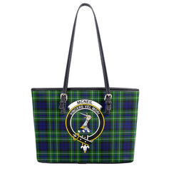 McNeil of Colonsay Modern Tartan Crest Leather Tote Bag