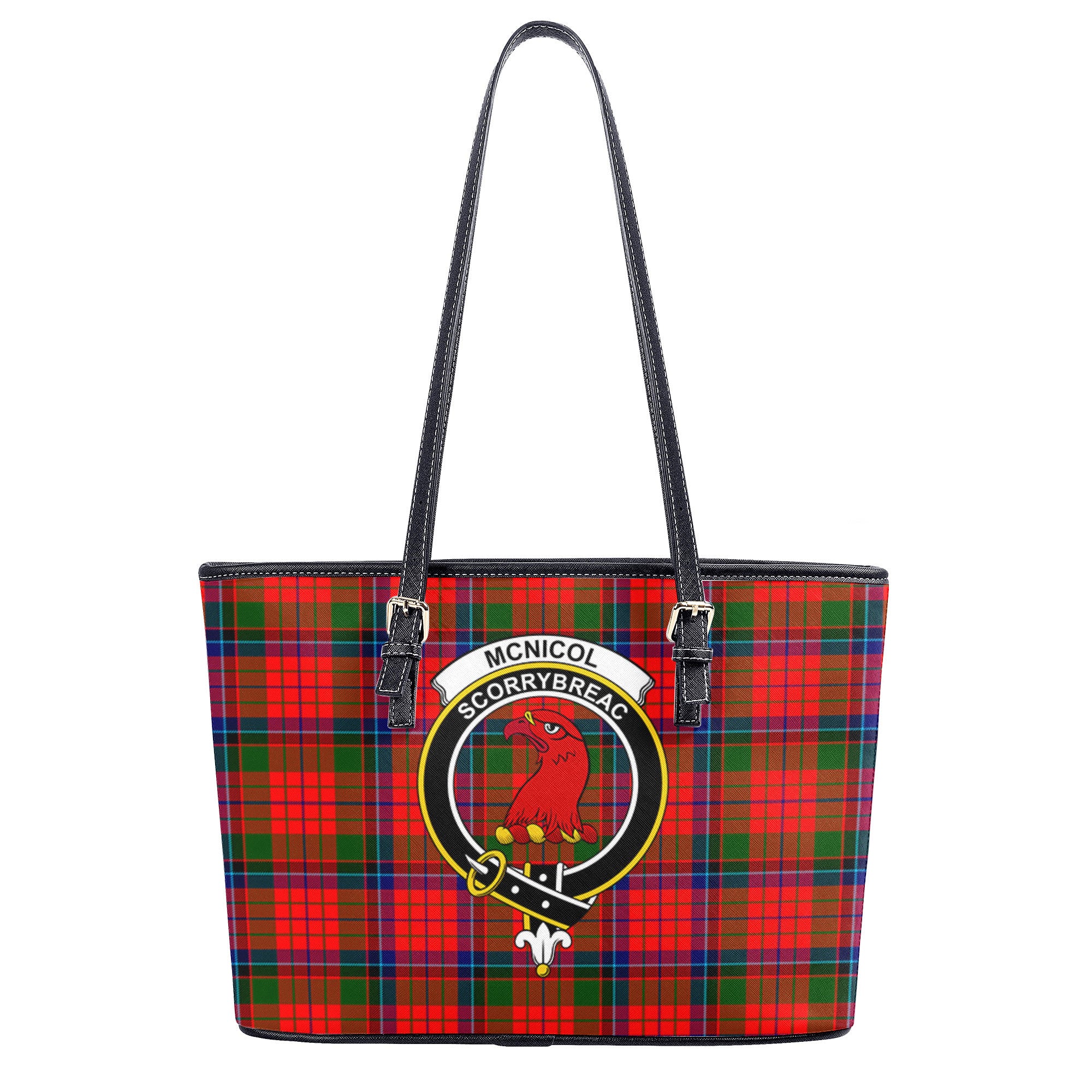 McNicol (of Scorrybreac) Tartan Crest Leather Tote Bag