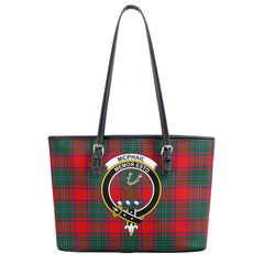 McPhail Clan Tartan Crest Leather Tote Bag