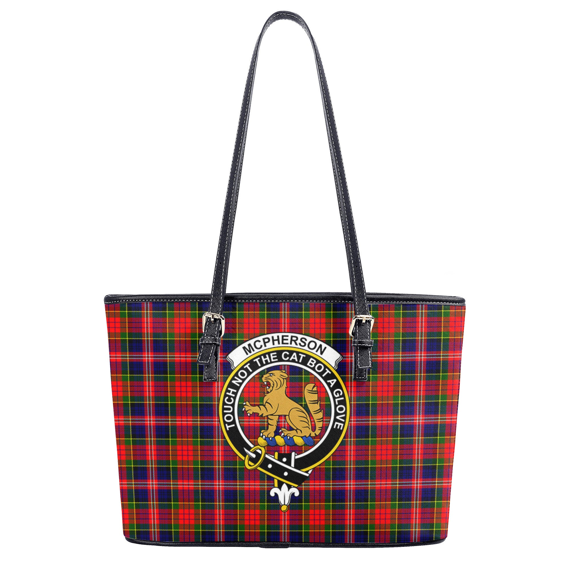 McPherson Modern Tartan Crest Leather Tote Bag