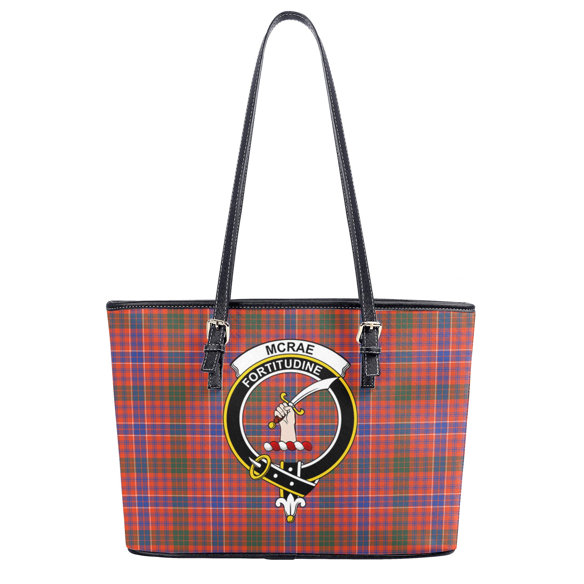 McRae Ancient Tartan Crest Leather Tote Bag