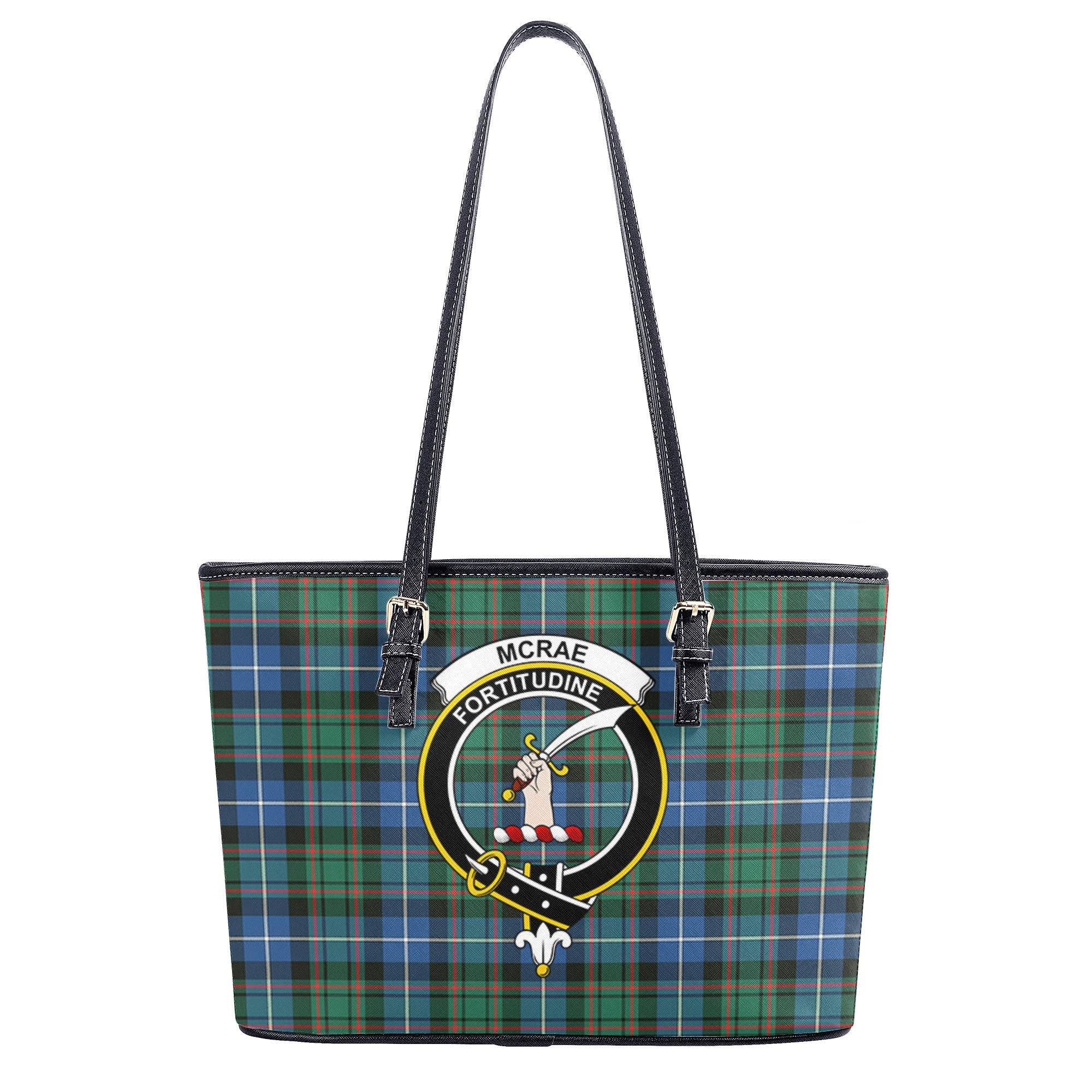 McRae Hunting Ancient Tartan Crest Leather Tote Bag