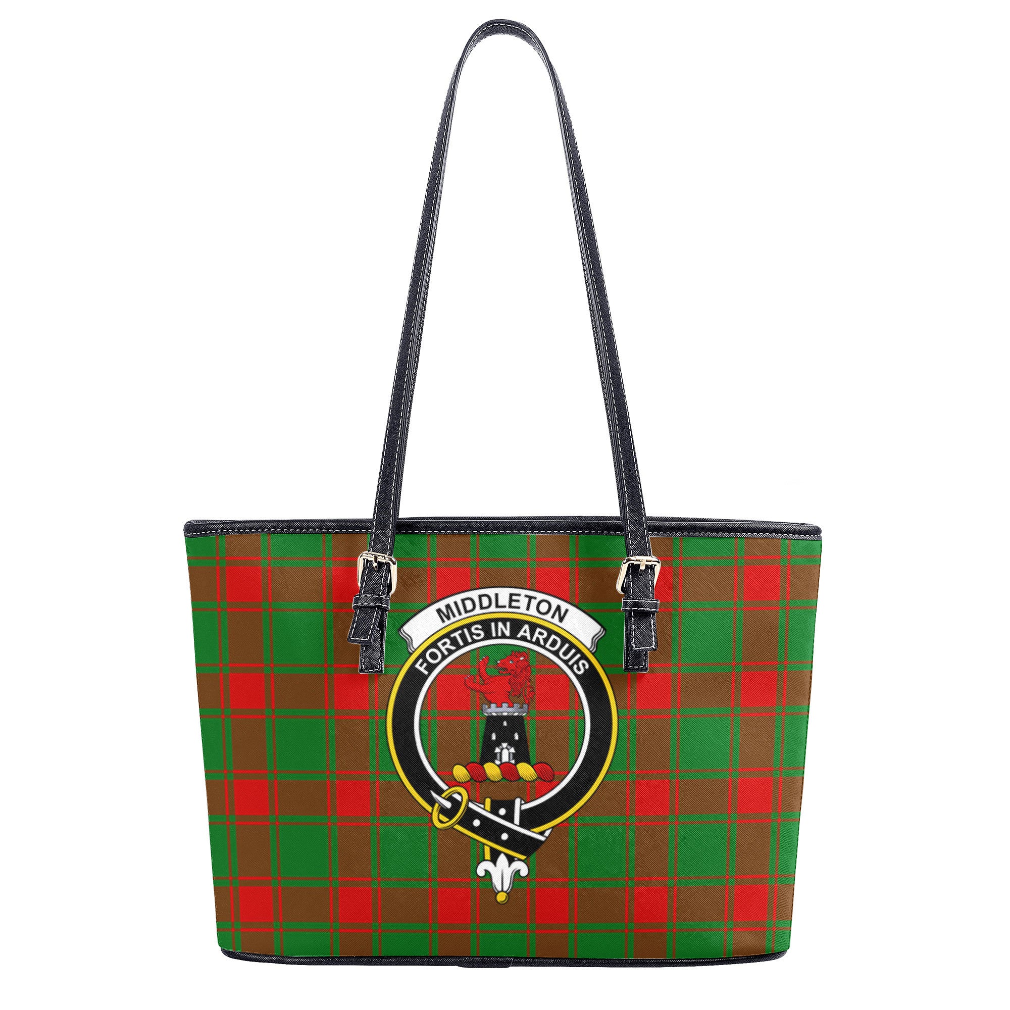 Middleton Modern Tartan Crest Leather Tote Bag