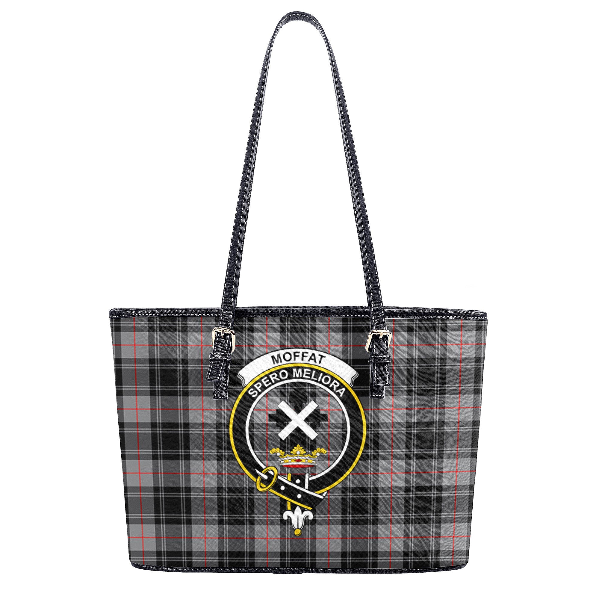 Moffat Modern Tartan Crest Leather Tote Bag