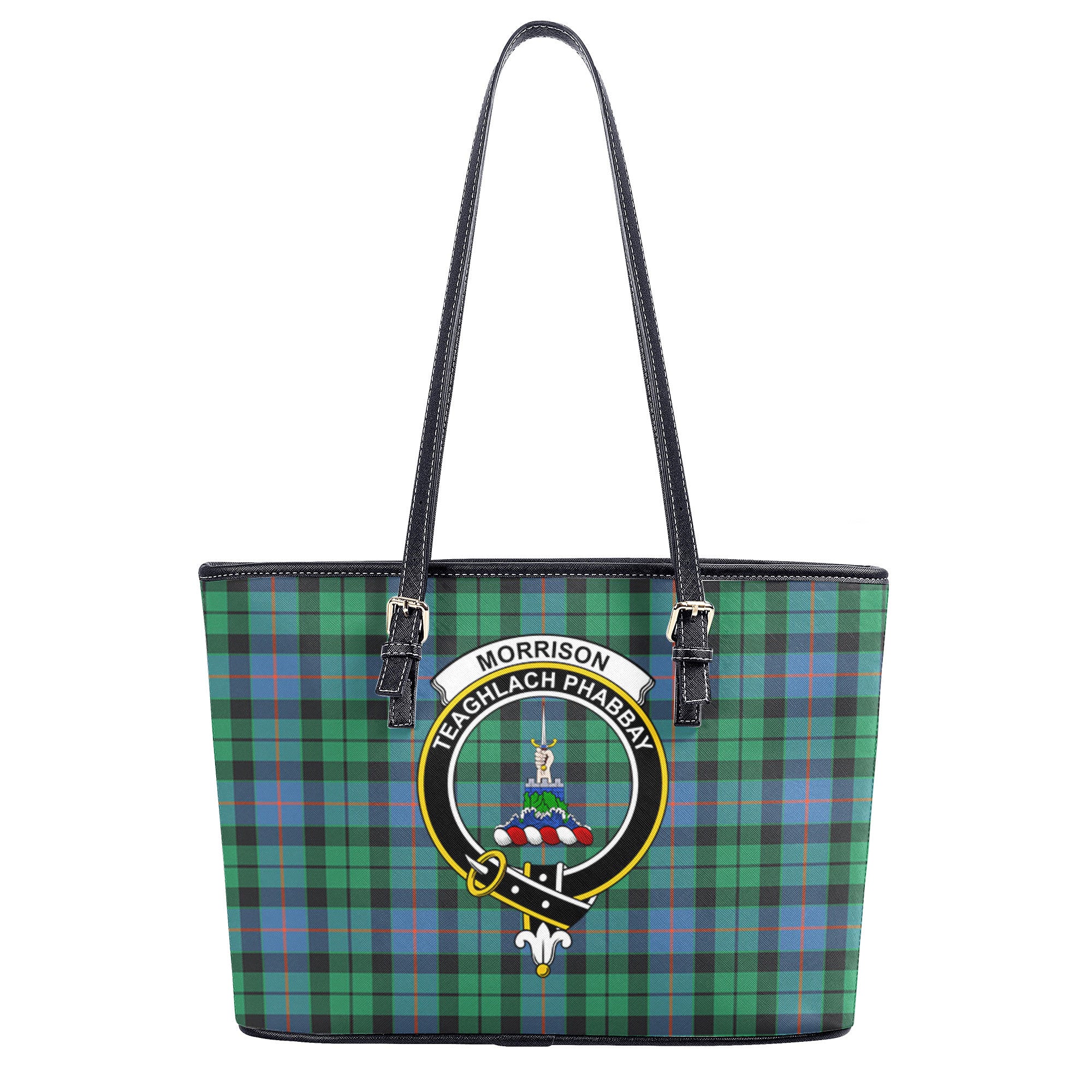 Morrison Ancient Tartan Crest Leather Tote Bag