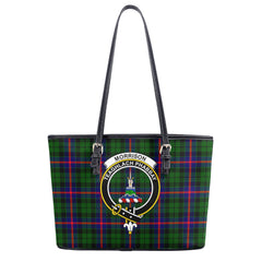 Morrison Modern Tartan Crest Leather Tote Bag