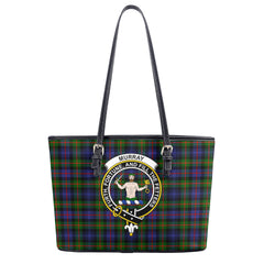 Murray of Atholl Modern Tartan Crest Leather Tote Bag