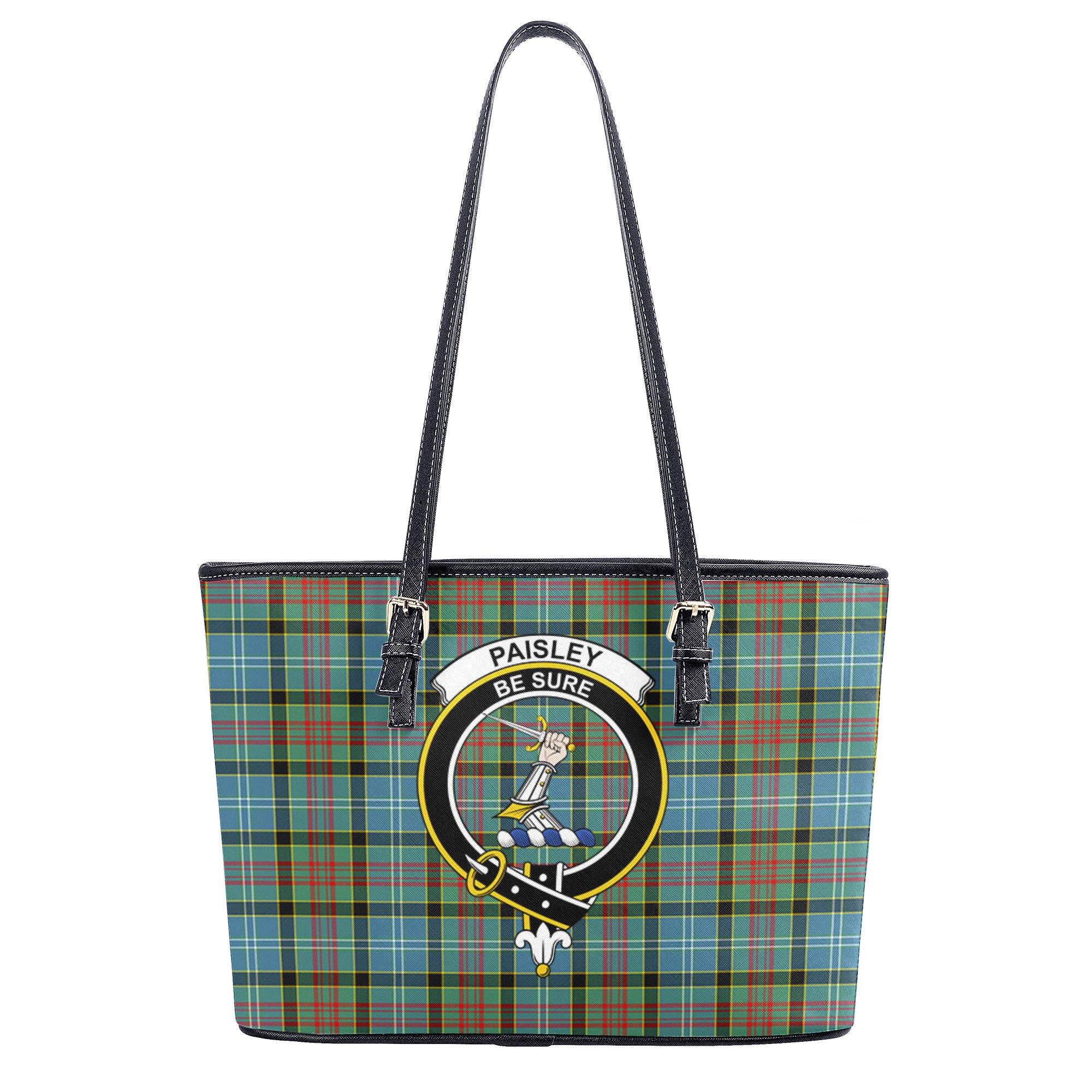 Paisley District Tartan Crest Leather Tote Bag