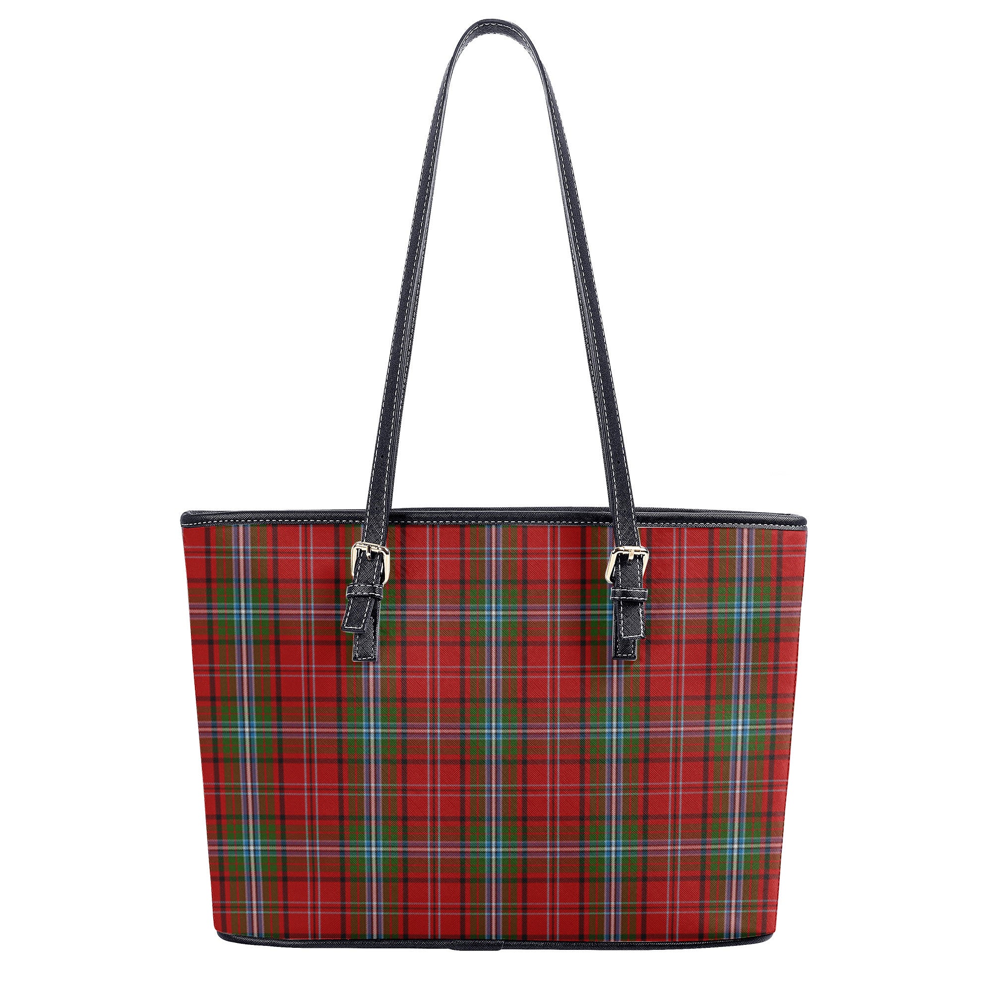 Peacock Tartan Leather Tote Bag