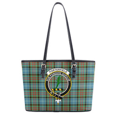 Porterfield Tartan Crest Leather Tote Bag