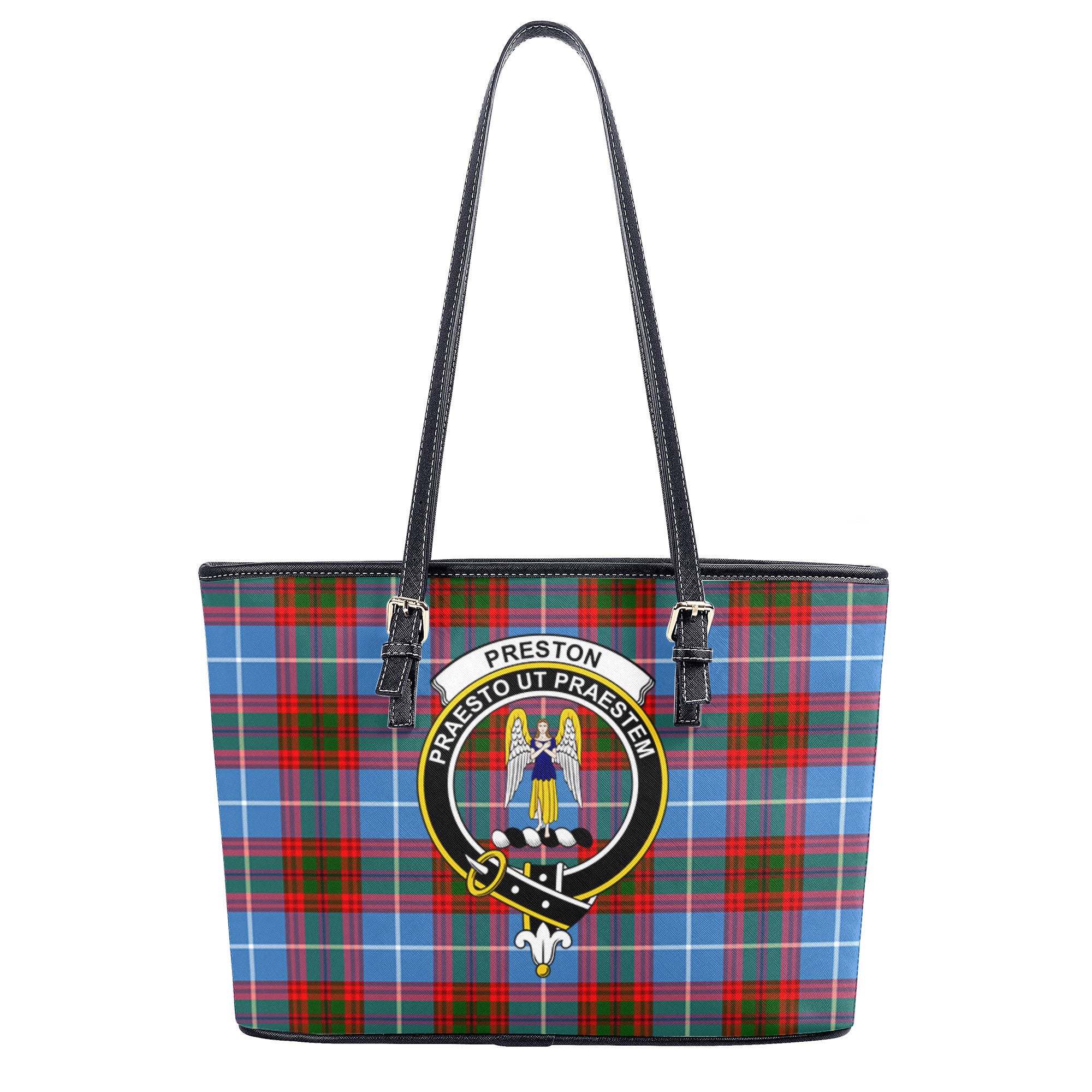 Preston Tartan Crest Leather Tote Bag