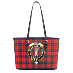 Reid Modern Tartan Crest Leather Tote Bag