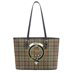 Scott Green Weathered Tartan Crest Leather Tote Bag