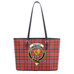 Sinclair Modern Tartan Crest Leather Tote Bag