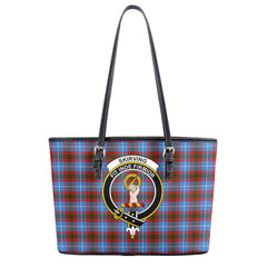 Skirving Tartan Crest Leather Tote Bag