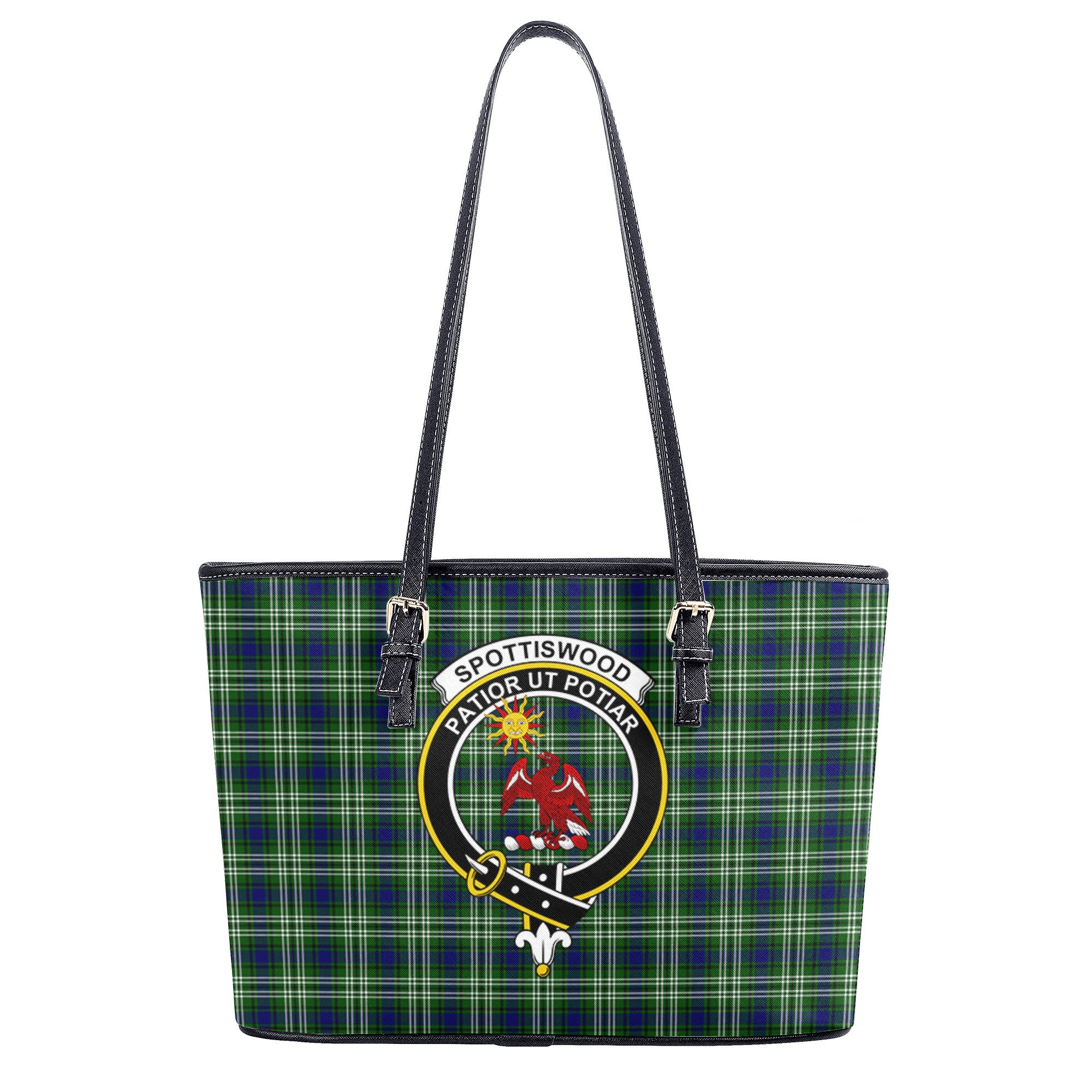 Spottiswood Tartan Crest Leather Tote Bag