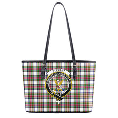 Stewart Dress Modern Tartan Crest Leather Tote Bag