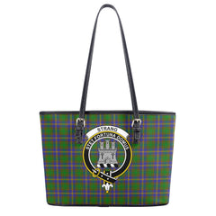 Strang (or Strange) Tartan Crest Leather Tote Bag